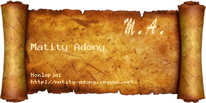Matity Adony névjegykártya